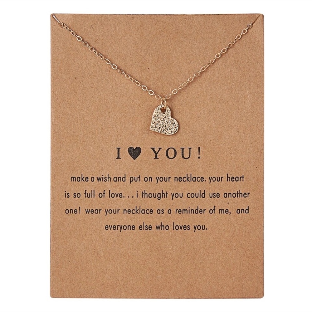 ‼️3/$30 I Love You Heart Gold Wish Necklace - Picture 1 of 3